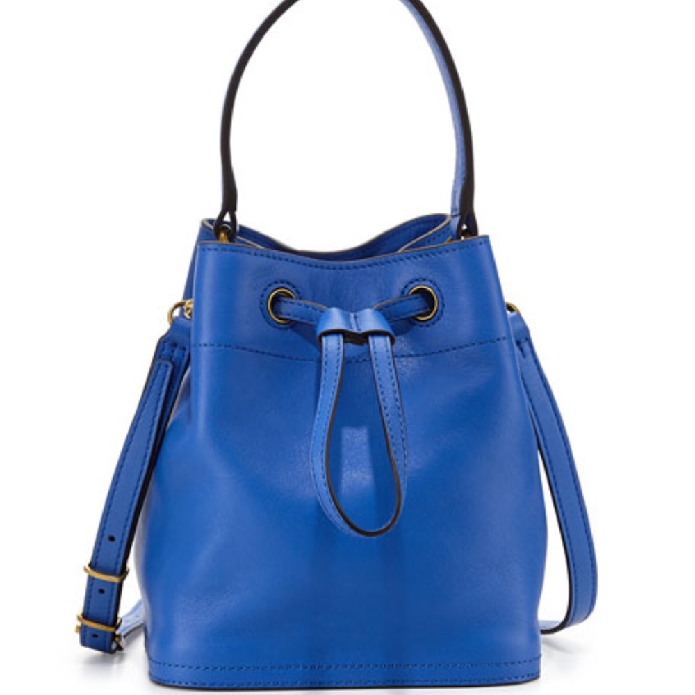Tory Burch Mini Bucket Leather Handbag~Neptune Blue~Chic~Vintage